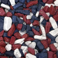 Chocolate Rock Candy in colorful patriotic candy shells